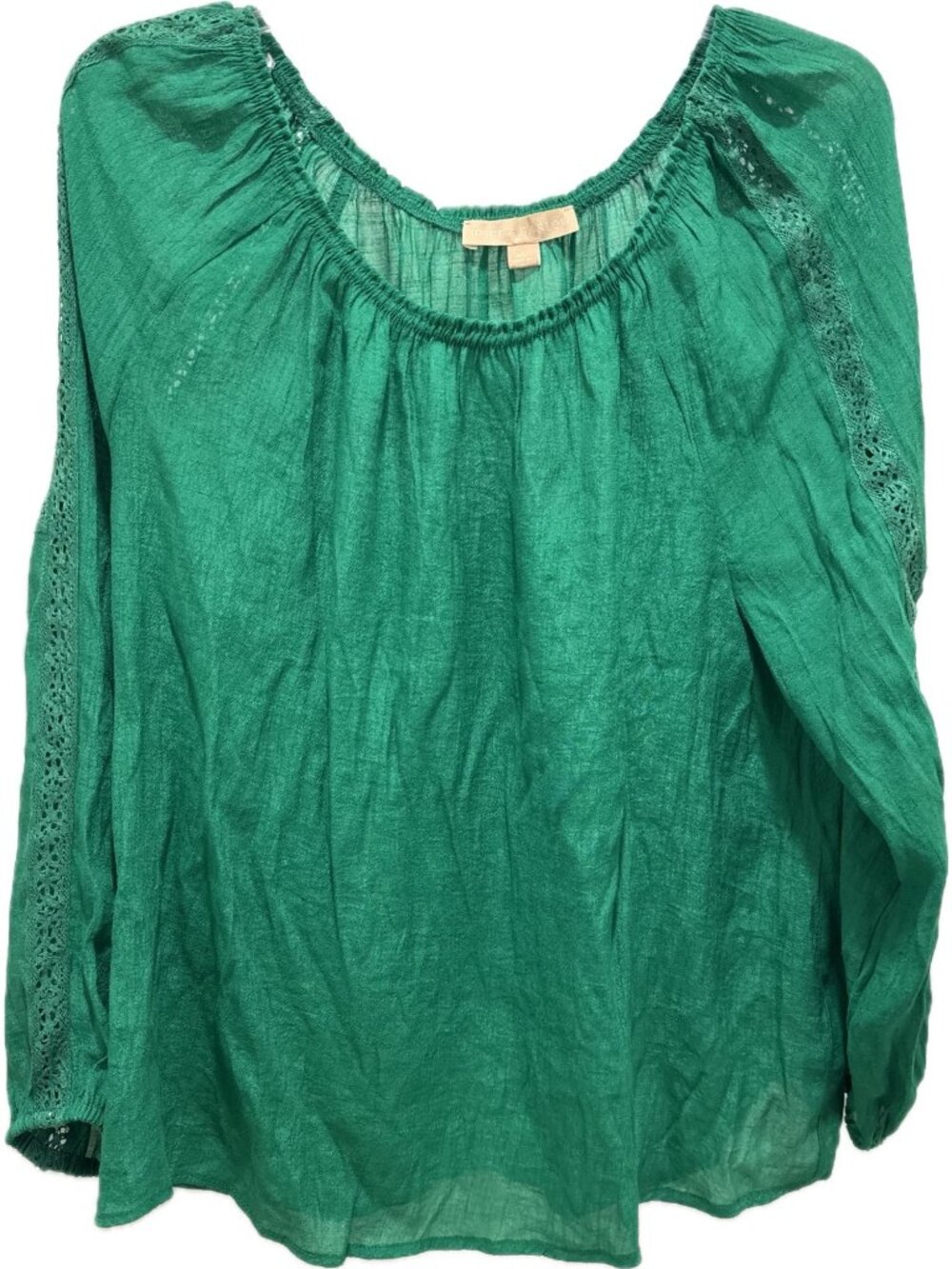 Hope & Harlow womens XL Jolly green long sleeve shirt blouse crochet lace trim - Picture 13 of 14